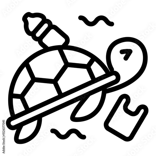 Turtle trapped and suffering in trash icon