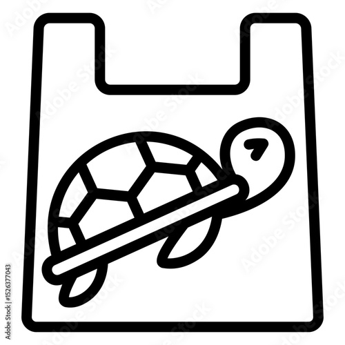Turtle trapped in plastic bag icon