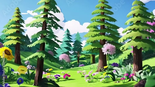 Video of a fantastic forest. The camera zooms in and out