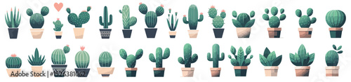 Vector set of cactus houseplants