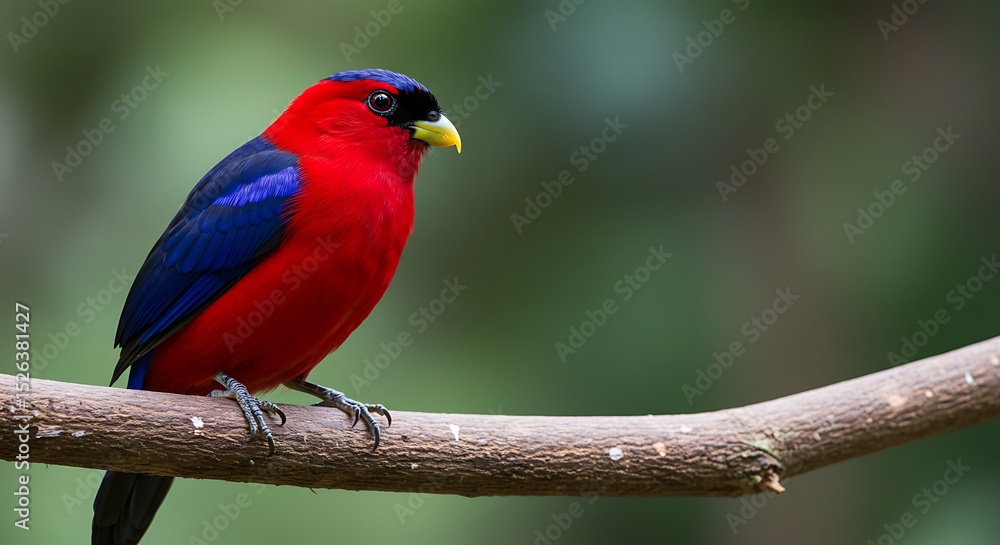 Obraz premium Red and Blue Bird on Branch