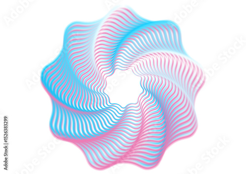 Blue pink geometric smooth twisted wavy curved element abstract design. Starry ornament vector background