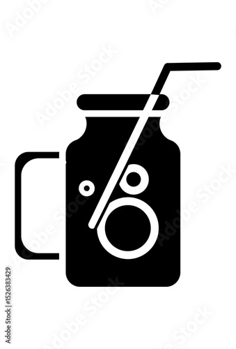 Beverage jar with straw and percentage symbol.
Drink icon showing discount or healthy mix
