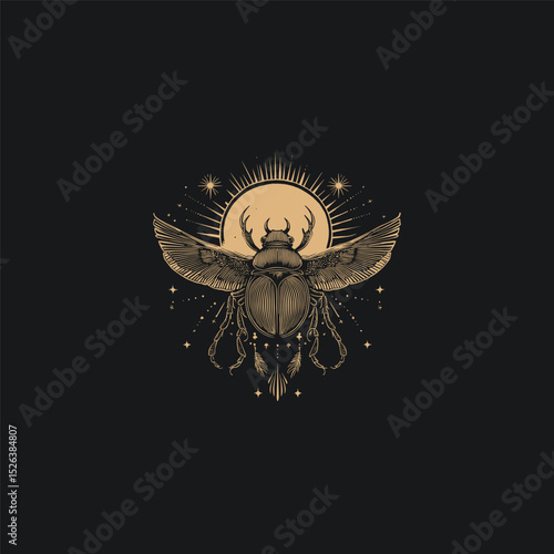 Sacred scarab design vector template illustration