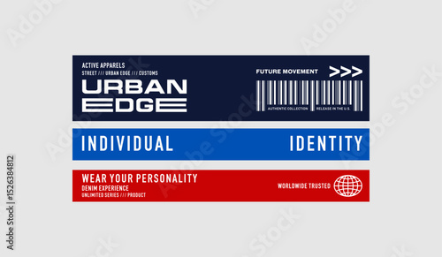 Urban edge, identity, abstract typography motivational quotes modern design slogan. Vector illustration graphics print t shirt, apparel, background, poster, banner, postcard or social media content.