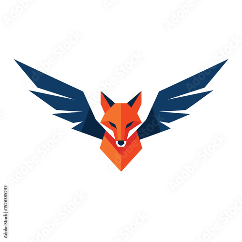 Geometric fox with wings icon design