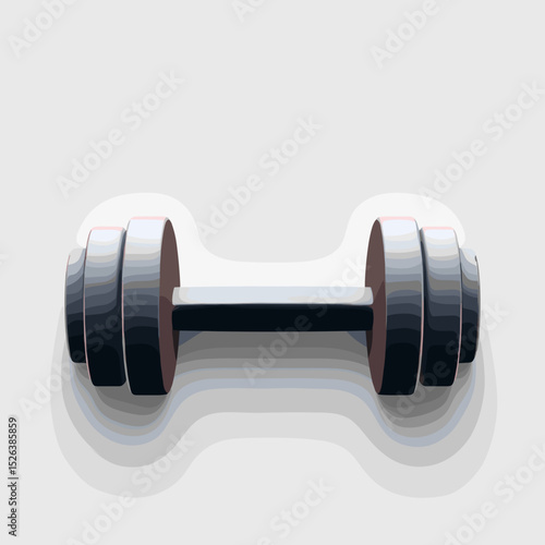 Stylized 3D dumbbell illustration on a light background, fitness and strength concept
