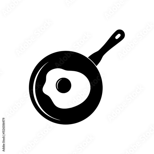 a fried egg in a frying pan icon image on white background , no background