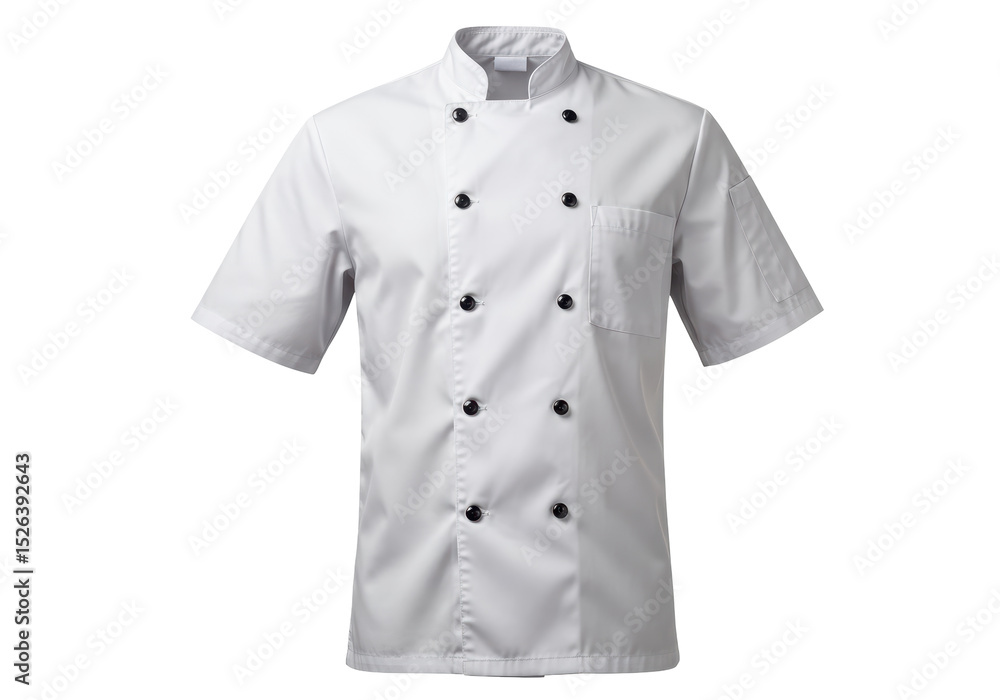 Isolated Classic White Chef Jacket with Black Buttons Isolated Classic White Chef Jacket with Black Buttons