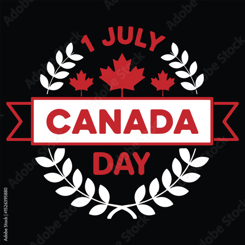 Canada Day Celebration Laurel Wreath T-Shirt Design
