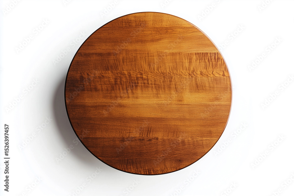 Elegant round wooden dining table on white surface Elegant round wooden dining table on white surface