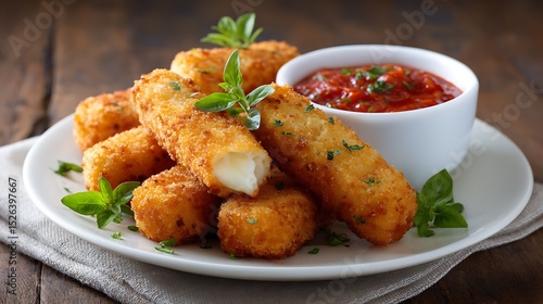 Crispy Mozzarella Sticks Served with Marinara Sauce