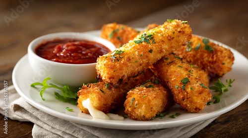 Crispy Mozzarella Sticks with Marinara Dipping Sauce