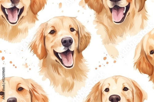 Obraz na płótnie Golden retriever backgrounds pattern cartoon.