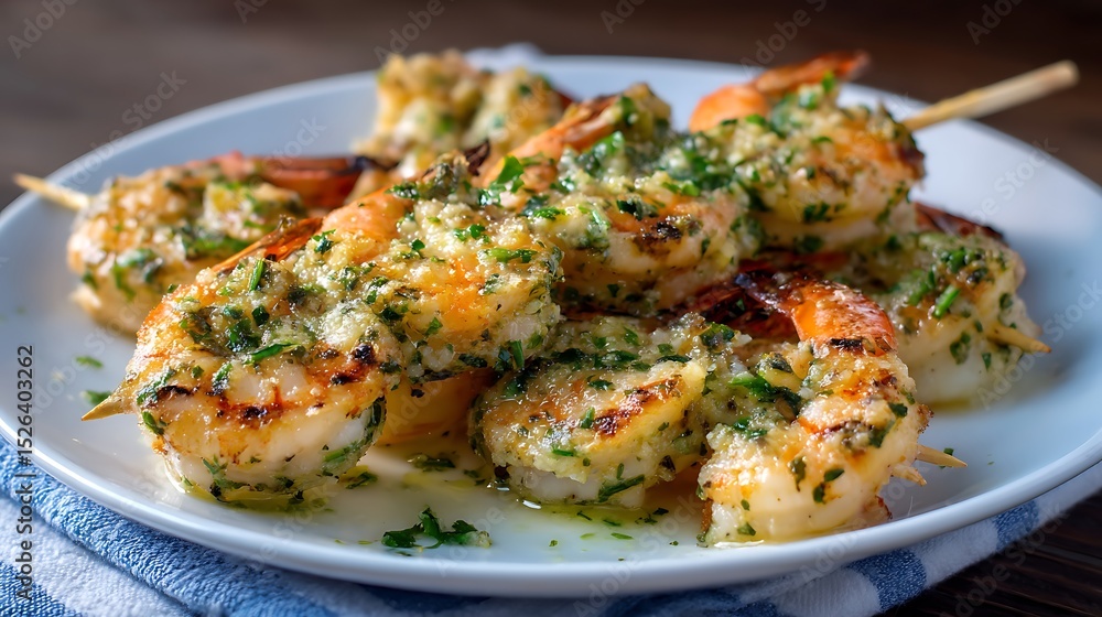 Grilled Shrimp Skewers with Herb Butter Sauce Grilled Shrimp Skewers with Herb Butter Sauce