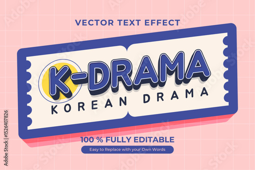 Korean Drama Vector Text Effect Template in Cartoon Style