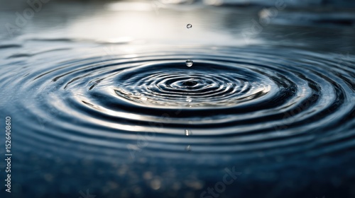 Wallpaper Mural Water droplet creates ripples in a body of water reflecting light. Torontodigital.ca