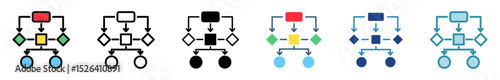 Method Flow multi style, mini illustration icon set. outline, flat, glyph, line color. vector for UI, UX, app, web, digital or print, related to education, business, research and development.