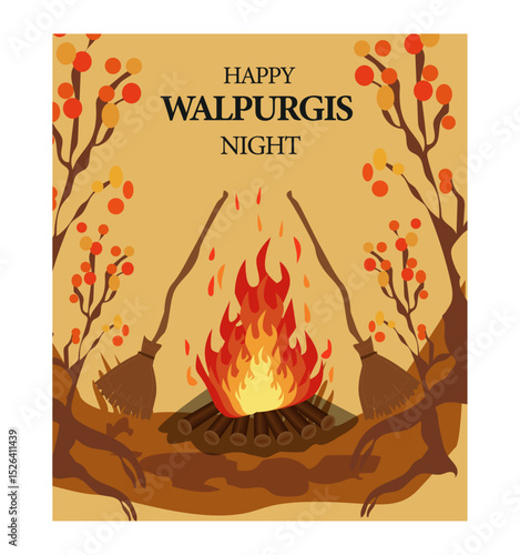 Festive Walpurgis Night Dance Around the Bonfire Illustration-04
