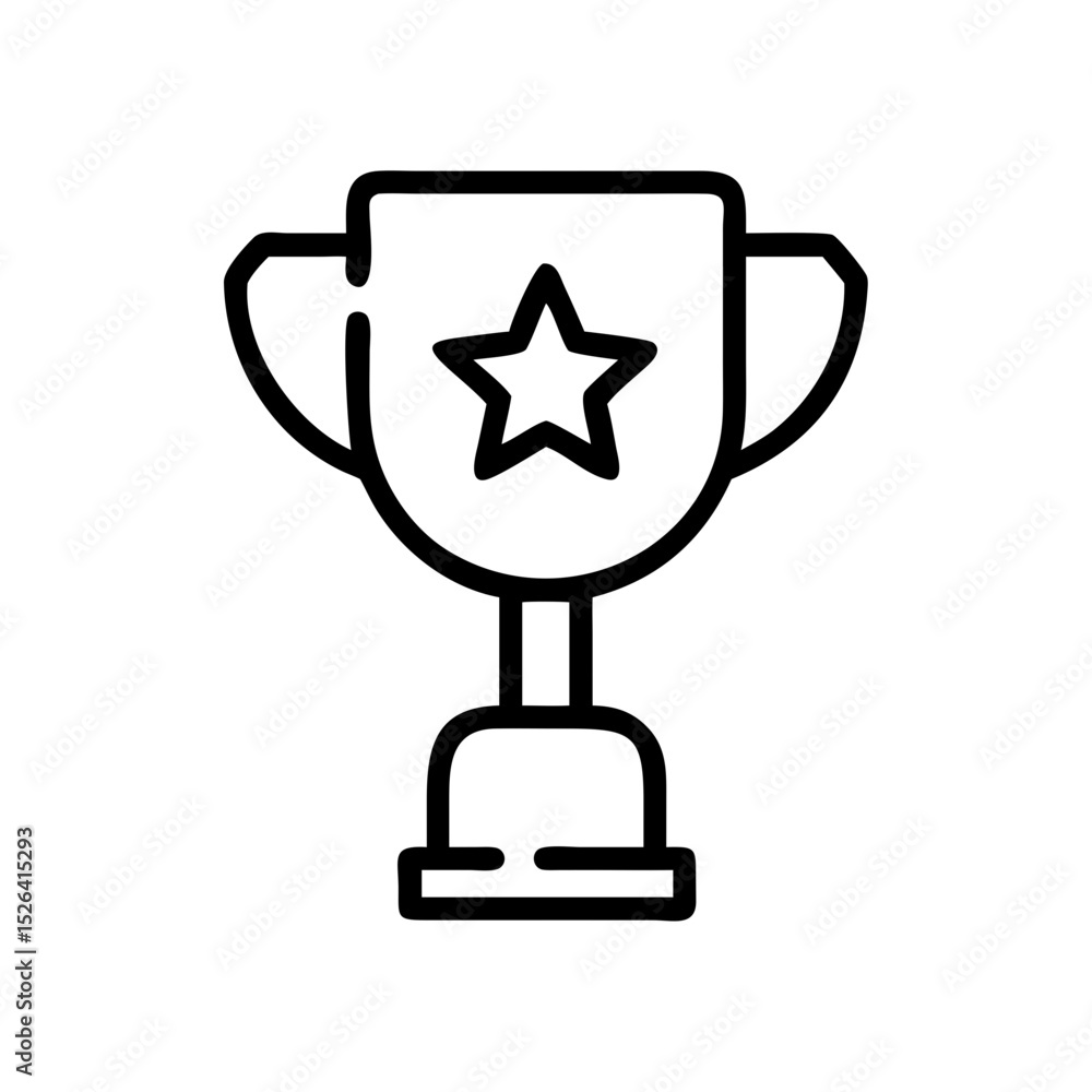 Trophy cup with star symbol in black outline style Trophy cup with star symbol in black outline style