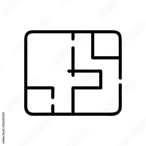 Floor plan vector icon in black outline style