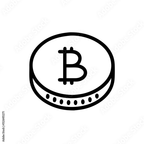 Bitcoin coin vector icon in black outline style