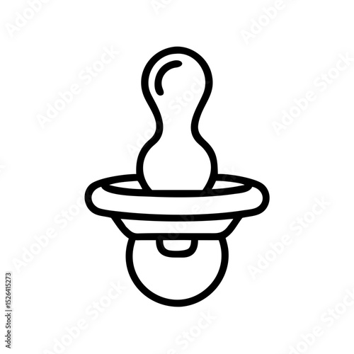 Baby pacifier vector icon in black outline style