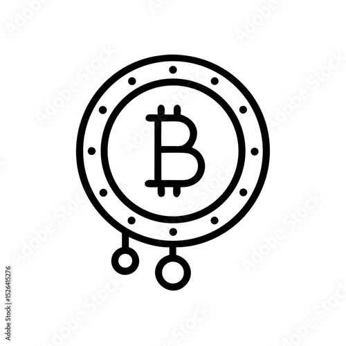 Bitcoin wallet icon in black outline style