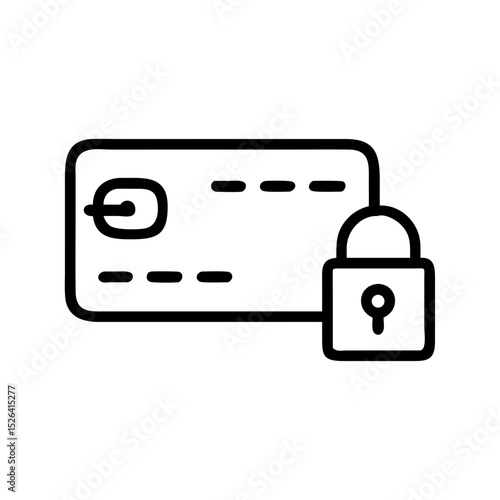 Credit card with lock vector icon in black outline style