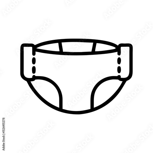 Baby diaper icon in black outline vector style