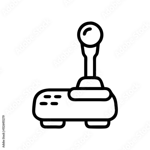 Retro joystick controller in black outline icon style

