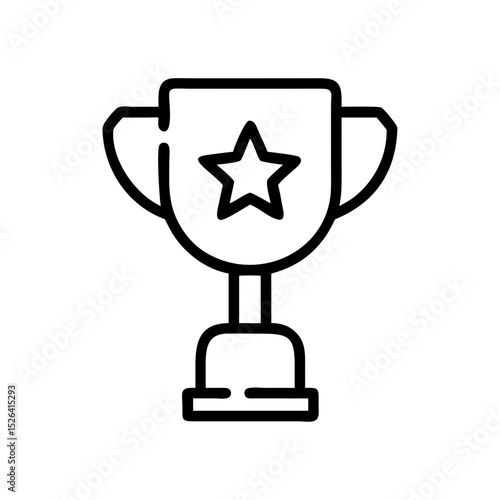 Trophy cup with star symbol in black outline style