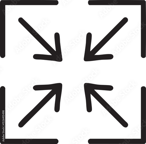 Four Arrows Pointing Inward with Corner Brackets Representing Focus Concentration or Reduction in Size and Scope