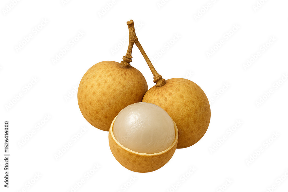 Fresh longan fruits isolated on white background. Whole and peeled longan showing juicy translucent flesh, tropical sweet exotic fruit from Asia. Fresh longan fruits isolated on white background. Whole and peeled longan showing juicy translucent flesh, tropical sweet exotic fruit from Asia.