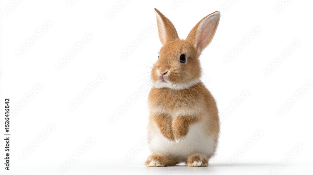 Fototapeta premium Adorable Brown Rabbit Posing On a White Background