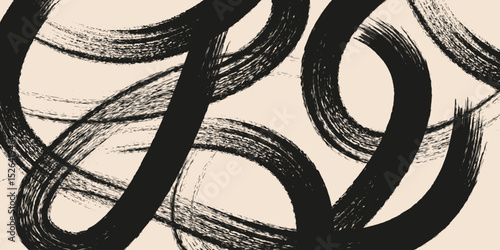 Grainy rough bold brush strokes with hand drawn texture. Distress damaged vintage template. Texture overlay. Waves, curves. Retro grunge background for posters, backdrop. Old wall design.