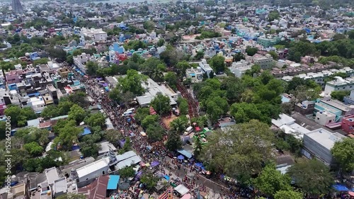 Srivilliputhur, Tamilnadu, Indian - March 21 2025 : Mariyamman Kovil Pookuli Thiruvizha | Southindian Kovil Festival Pookuli Thiruvila