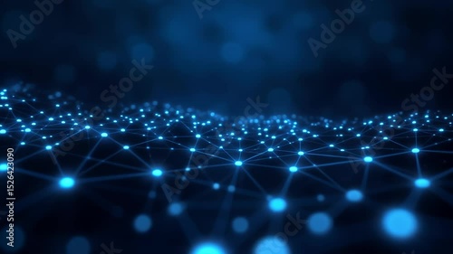 Wallpaper Mural Abstract blue digital network with glowing nodes and connections. Torontodigital.ca