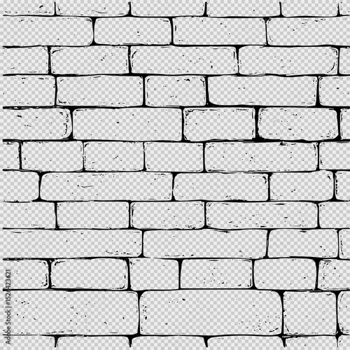 Minimalist seamless pattern of black and white bricks on a white background with simple lines and flat design, ideal for coloring pages, educational materials, or clean architectural mockups.