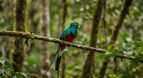 Resplendent Quetzal in Lush Green Rainforest