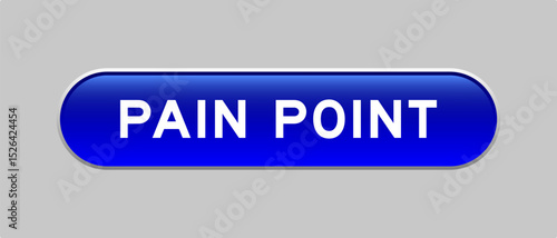 Blue color capsule shape button with word pain point on gray background