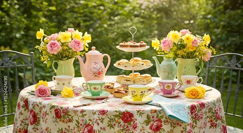 Pastel Tea Party in a Blooming Garden