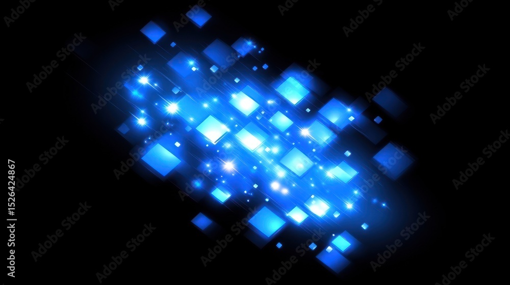 Obraz premium Abstract design with glowing blue squares.