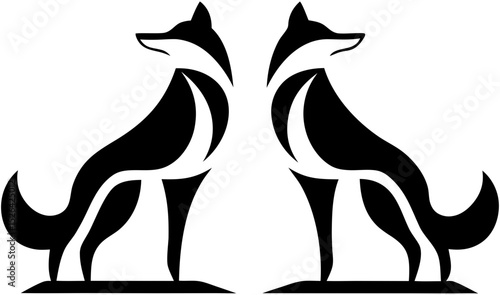 wolf, fox, and jackal in a clean logo design