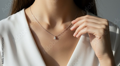 Radiant necklace displayed on womans neck