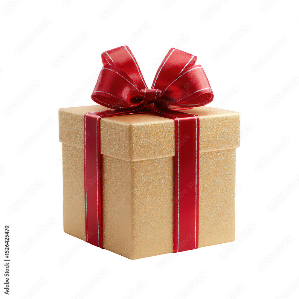 A beautifully wrapped golden gift box with a shiny red ribbon and bow, perfect for celebrations and special occasions, isolated on a white background. A beautifully wrapped golden gift box with a shiny red ribbon and bow, perfect for celebrations and special occasions, isolated on a white background.