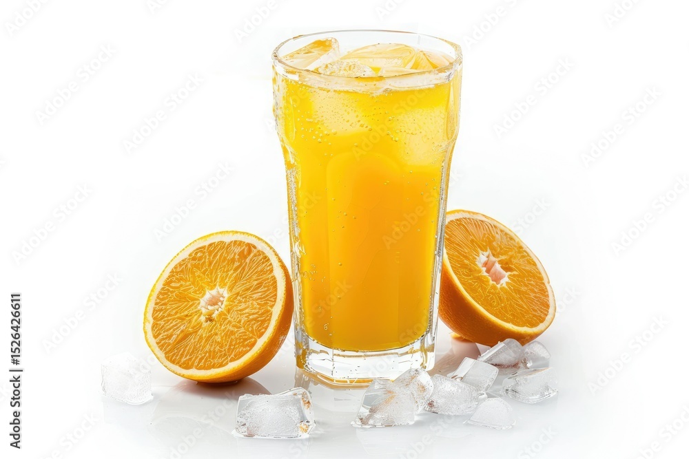 Glass of Cold Orange Juice with Ice Isolated on White Background Remove White Clipping Path Glass of Cold Orange Juice with Ice Isolated on White Background Remove White Clipping Path