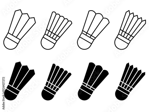 Shuttlecock icon set. Shuttlecock vector icon in line design for web design, logo and mobile app. Symbol of Shuttlecock on white background. Vector illustration.