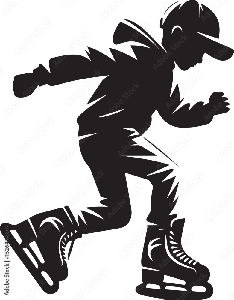 Fototapeta premium Silhouette of Winter Skater: Capturing the grace and momentum of a figure skater