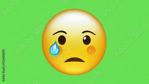Sad emoji appearing on green screen